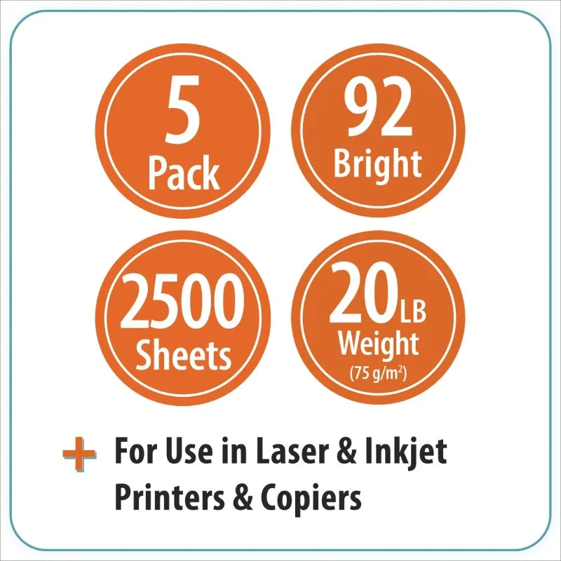 Premium 92-Brightness Multipurpose Copy & Print Paper – Letter Size (8.5″×11″) – Smooth White Sheets