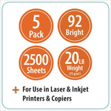 Premium 92-Brightness Multipurpose Copy & Print Paper – Letter Size (8.5″×11″) – Smooth White Sheets