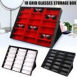 18-Slot Glasses Display Stand – Tilted Eyewear Organizer Box & Sunglasses Storage Tray for Eyeglass Collection
