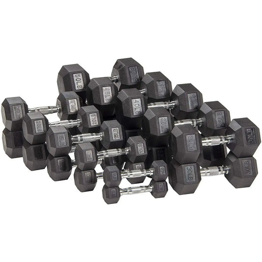 Rubber Encased Hex Dumbbells (Pair) – Home Gym Cast Iron Weights with Anti-Slip Grip & Rubber Coating