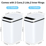 “2-Pack 12L Automatic Trash Cans – Touchless Motion Sensor Slim Bins with Lids for Bathroom, Bedroom, Office & Living Room (White)”