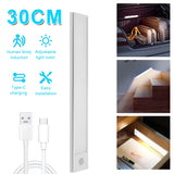 30cm Motion Sensor LED Light – USB Rechargeable Wireless Night Lamp with 3 Color Modes for Kitchen, Bedroom & Wardrobe Lighting