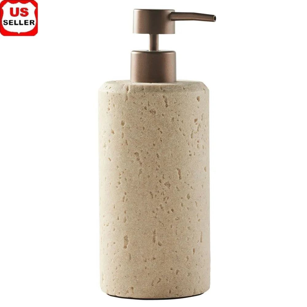 Faux Stone Soap Pump – Compact Modern Lotion & Soap Dispenser for Bathroom or Kitchen