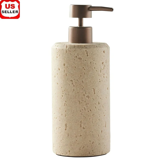 Faux Stone Soap Pump – Compact Modern Lotion & Soap Dispenser for Bathroom or Kitchen