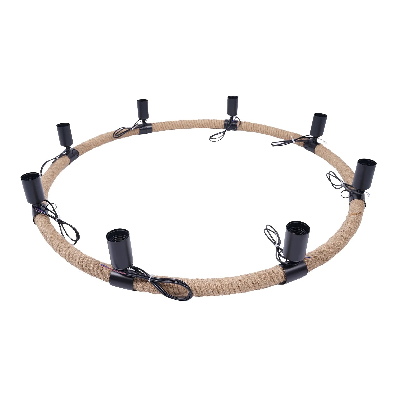 31.5 Inch 8-Light Wagon Wheel Chandelier – Rustic Farmhouse Metal Round Pendant Lighting Fixture
