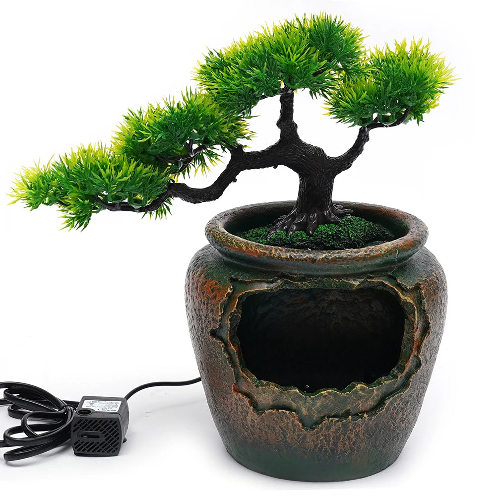 Relaxation Desktop Waterfall Fountain – LED Light Indoor Home & Office Decor, Feng Shui Wealth Ornament