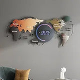 Modern LED Digital World Map Wall Clock – Large Acrylic Decorative Battery-Operated Clock for Living Room
