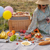 Picnic Basket for 4 – Deluxe Willow Hamper Gift Set with Blanket, Portable Bamboo Wine Table & Complete Picnic Kit