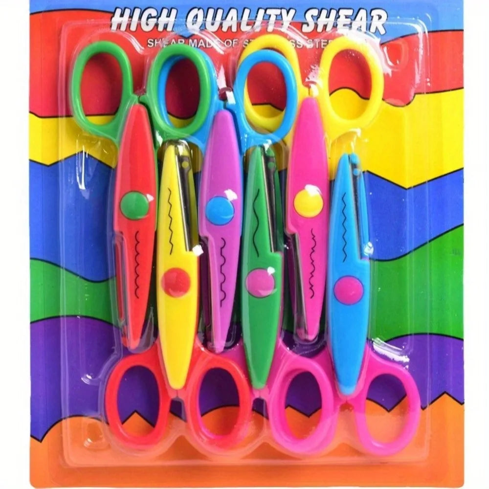 6-Piece Decorative Scissors Set – 5″ Safe Craft Scissors for Scrapbooking & DIY Projects