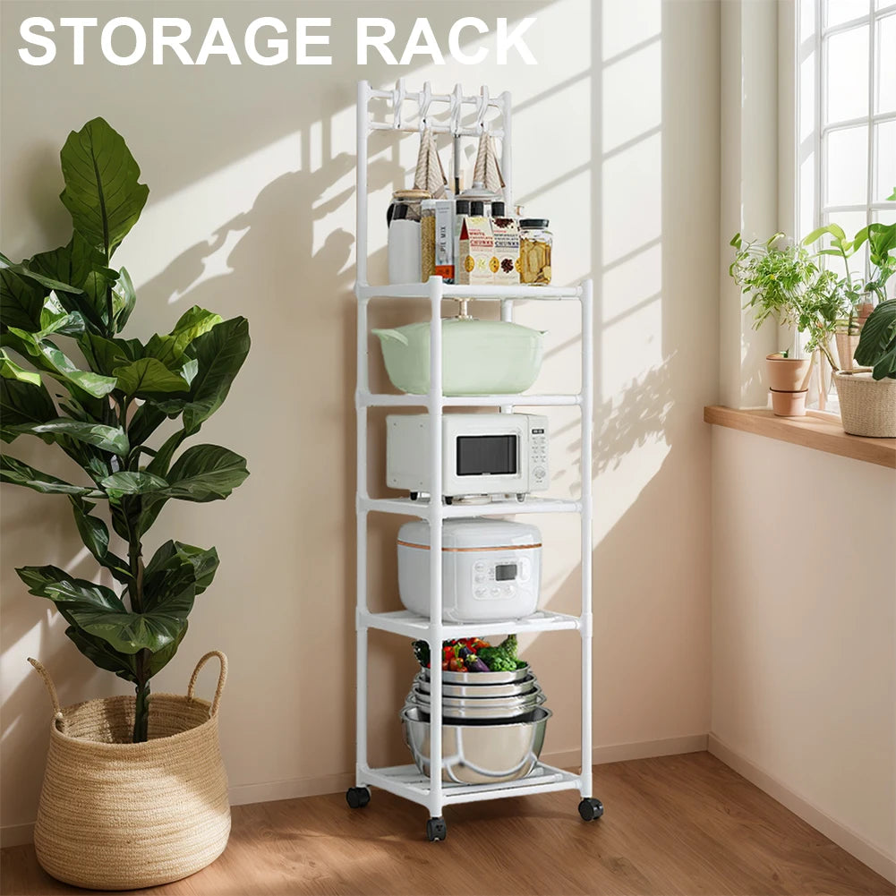 5-Tier Heavy-Duty Storage Shelves Unit – Rolling Rack with Wheels for Laundry, Kitchen & Garage