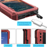 3-Layer Heavy Duty Metal Case for Samsung Galaxy Z Fold 3/4/5/6 – Aluminum & Silicone Shockproof Cover with Stand