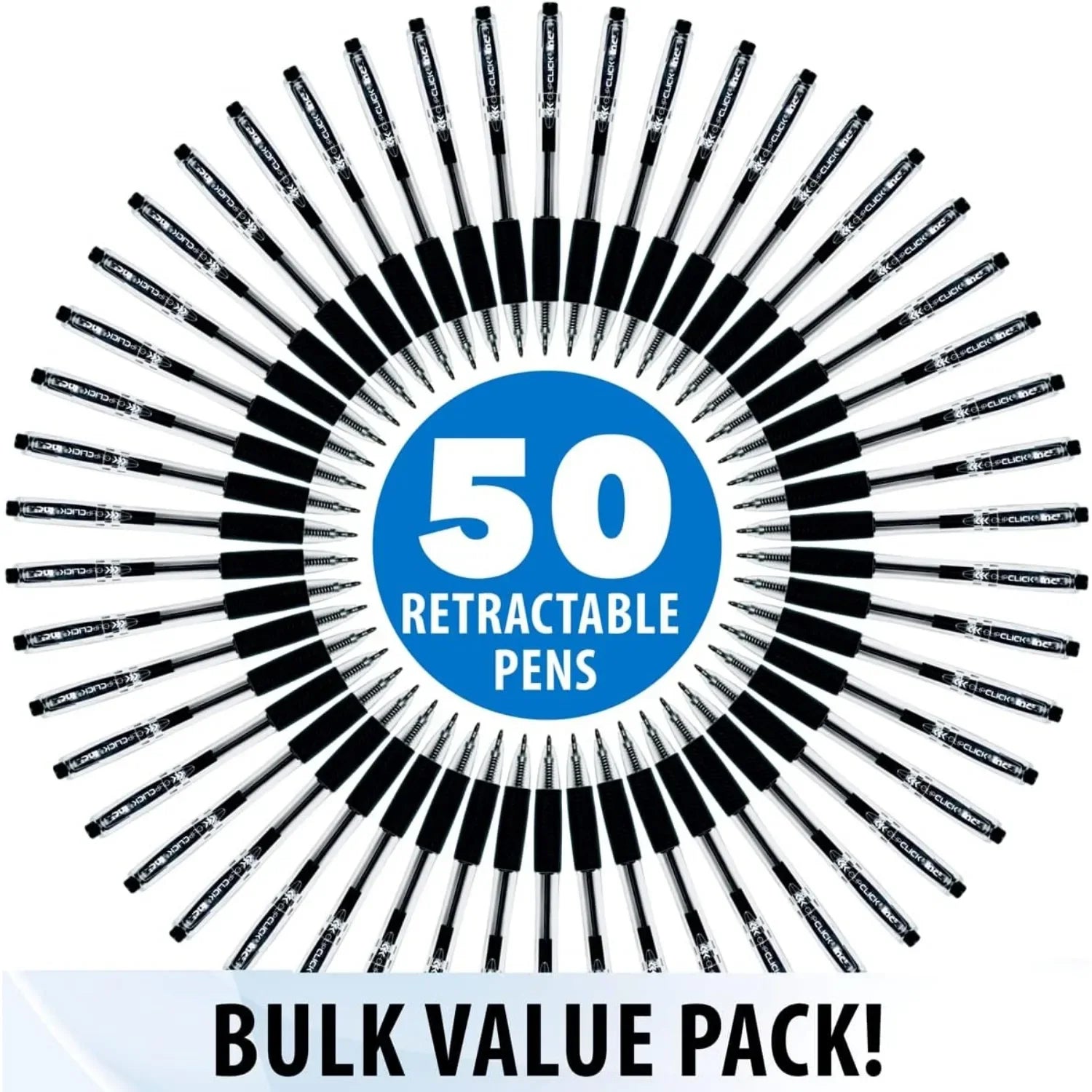 Retractable Ballpoint Pen Set – 1.0mm Midpoint Bulk Pack (50-Count) with Comfortable Grip – Black Ink ✒️🖤