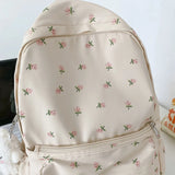 Fashion Floral Backpack with Pendant – Large Capacity College & School Bookbag for Students