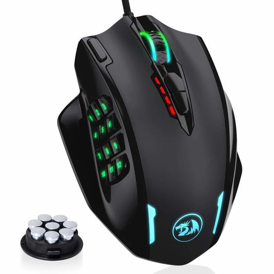 Redragon M908 Wired RGB Gaming Mouse – 12,400 DPI Optical Mouse with 18 Programmable Buttons & LED Backlight