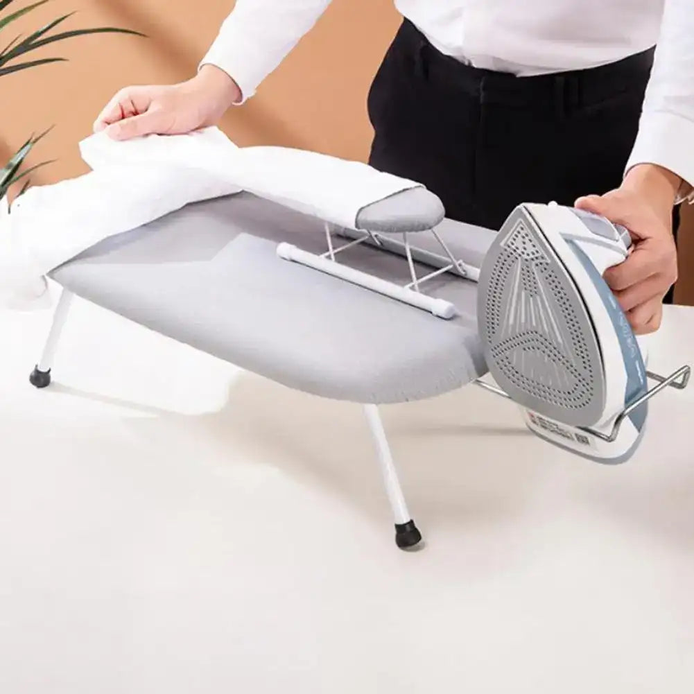 “Portable Mini Ironing Board with Removable & Washable Cover – Foldable Ironing Stand for Clothes”