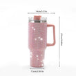 Sparkling Studded Tumbler 40oz with Lid & Handle – Stainless Steel Insulated Car Cup