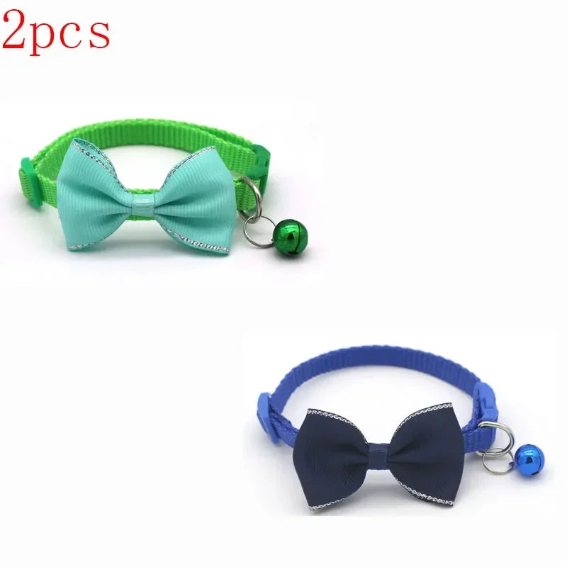 Adjustable Pet Collar with Bow Tie & Bell – Cute Dog Collar for Puppies, Cats & Rabbits, Stylish & Comfortable Design