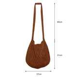 Wool-Knitted Shoulder Shopping Bag for Women – Vintage Cotton Cloth Tote, Large Crochet-Style Shopper Handbag