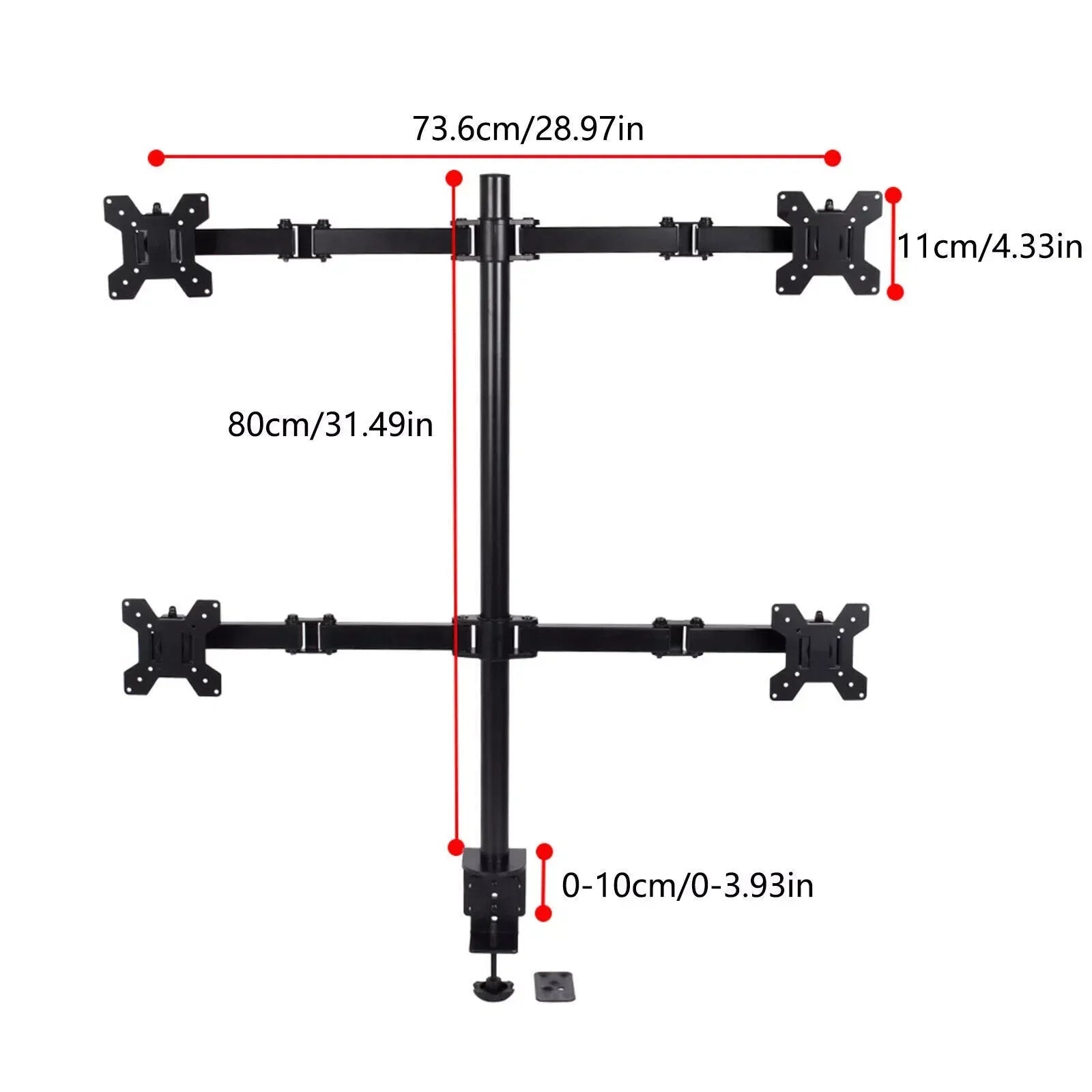 4-Arm Heavy-Duty Multi Monitor Stand – Fits 10″–27″ Screens Vertical Desktop Mount for 4 Displays