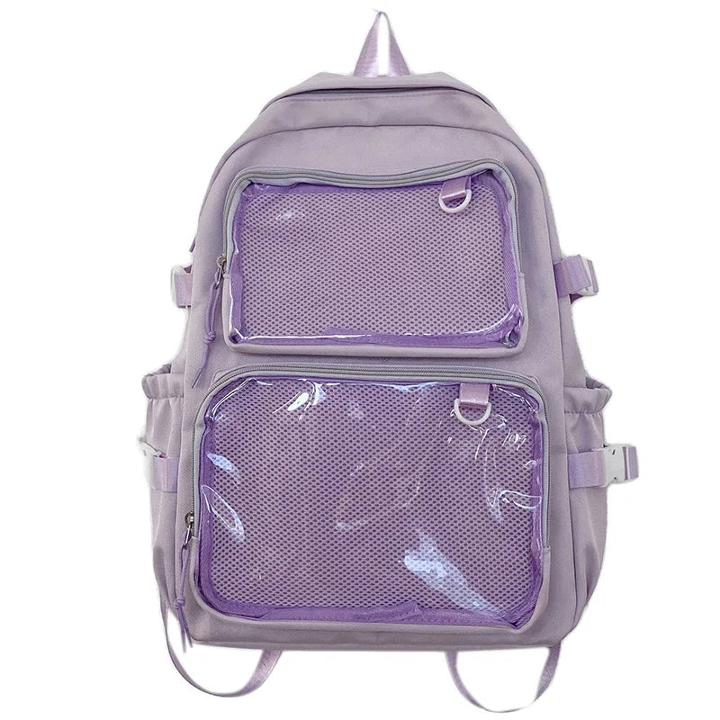 Japanese Style Transparent Ita Backpack for Girls – Large Capacity Display School Bag for College Students