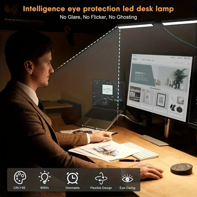 💡 24W LED Architect Desk Lamp – Eye-Care Home Office Lamp with Fixture, 5 Color Modes & Stepless Dimming