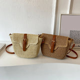 Women’s Summer Straw Tote Bag – Handmade Woven Paper Rope Crossbody with Adjustable Straps, Fashion Mobile Phone Bag
