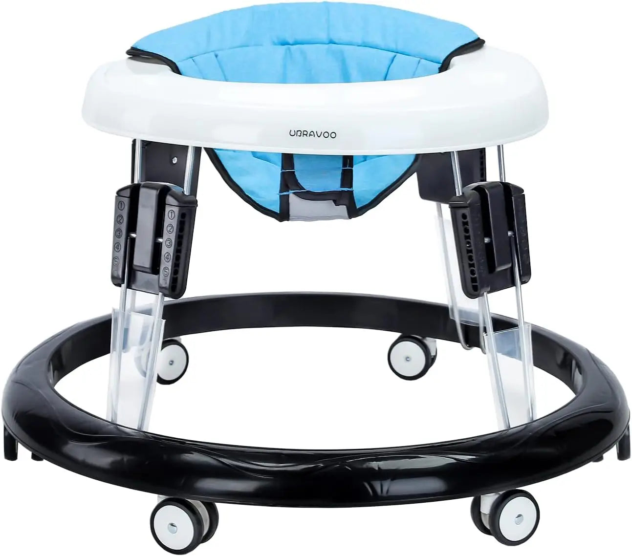 Ubravoo Round Baby Walker – Adjustable Folding Toddler Walker with 9 Height Levels, Universal Wheels & Compact Design (6–18 Months)