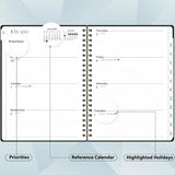 2025–2026 Daily, Weekly & Monthly Planner – Spiral Agenda with Tabs, Inner Pocket & Notes Pages