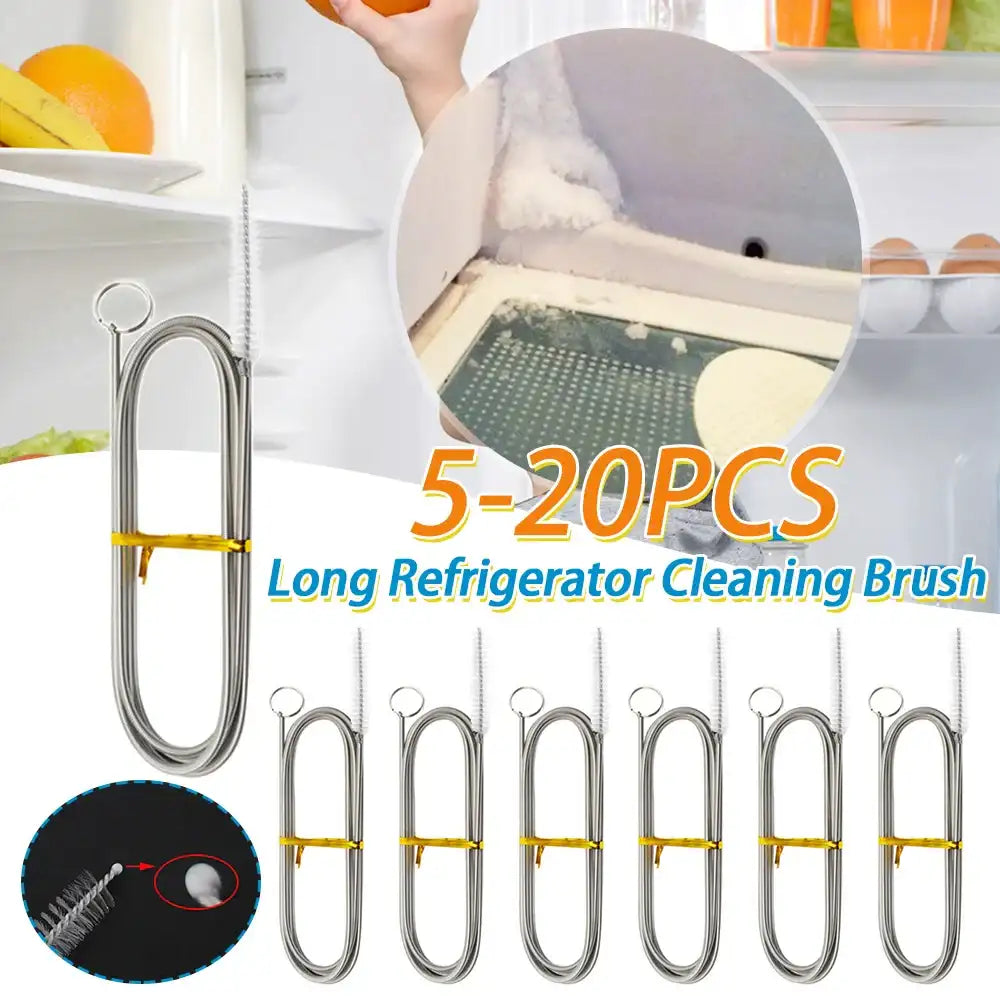 Flexible Stainless-Steel Pipe & Tube Cleaner Brush Set – Reusable Nylon Bristles for Drains, Refrigerator Lines & More 🧼