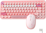 308i Pink Wireless Keyboard and Mouse Set – 2.4G Retro Typewriter Style with Gradient Round Keycaps & Cute Design