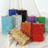 Women’s Luxury Rhinestone Clutch – Gold Party Evening Purse with Glass Crystals, Mini Square Handbag & Tassel Detailing