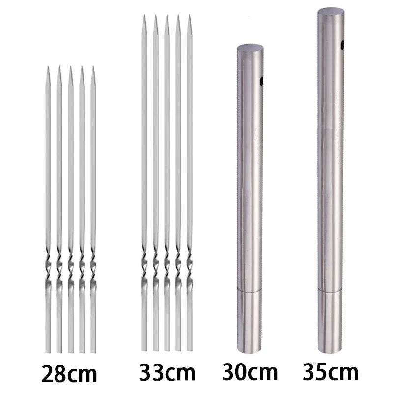 “10–15PCS Stainless Steel BBQ Skewers – Reusable Kebab Sticks for Outdoor Camping, Picnics & Grilling”