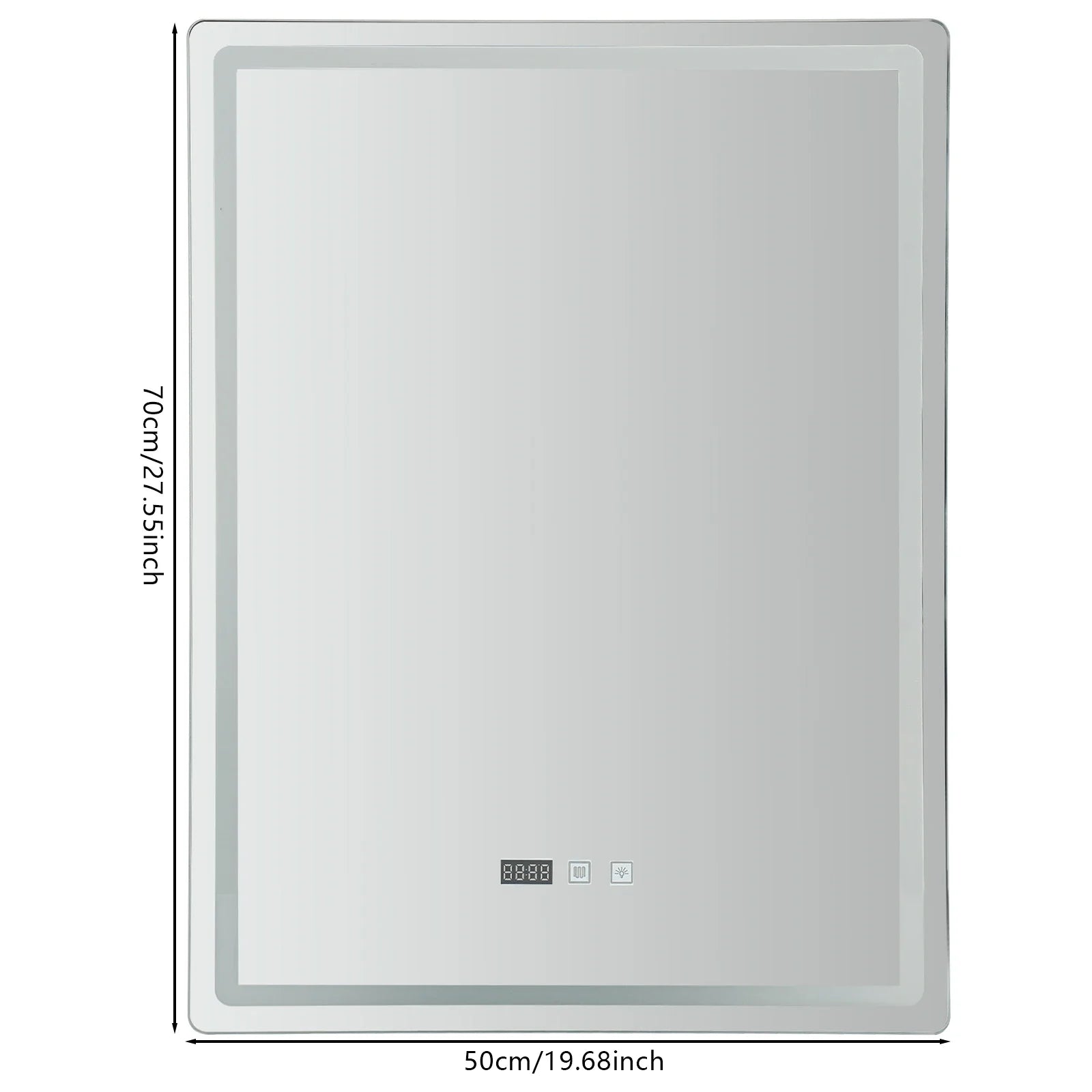 LED Wall-Mounted Anti-Fog Bathroom Mirror – Touch-Switch 3-Colour Dimmable Vanity Light