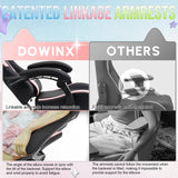 Dowinx Cute Gaming Chair with Cat Ears – Ergonomic Computer Chair with Massage Lumbar Pillow, Footrest & Headrest for Girls & Teens