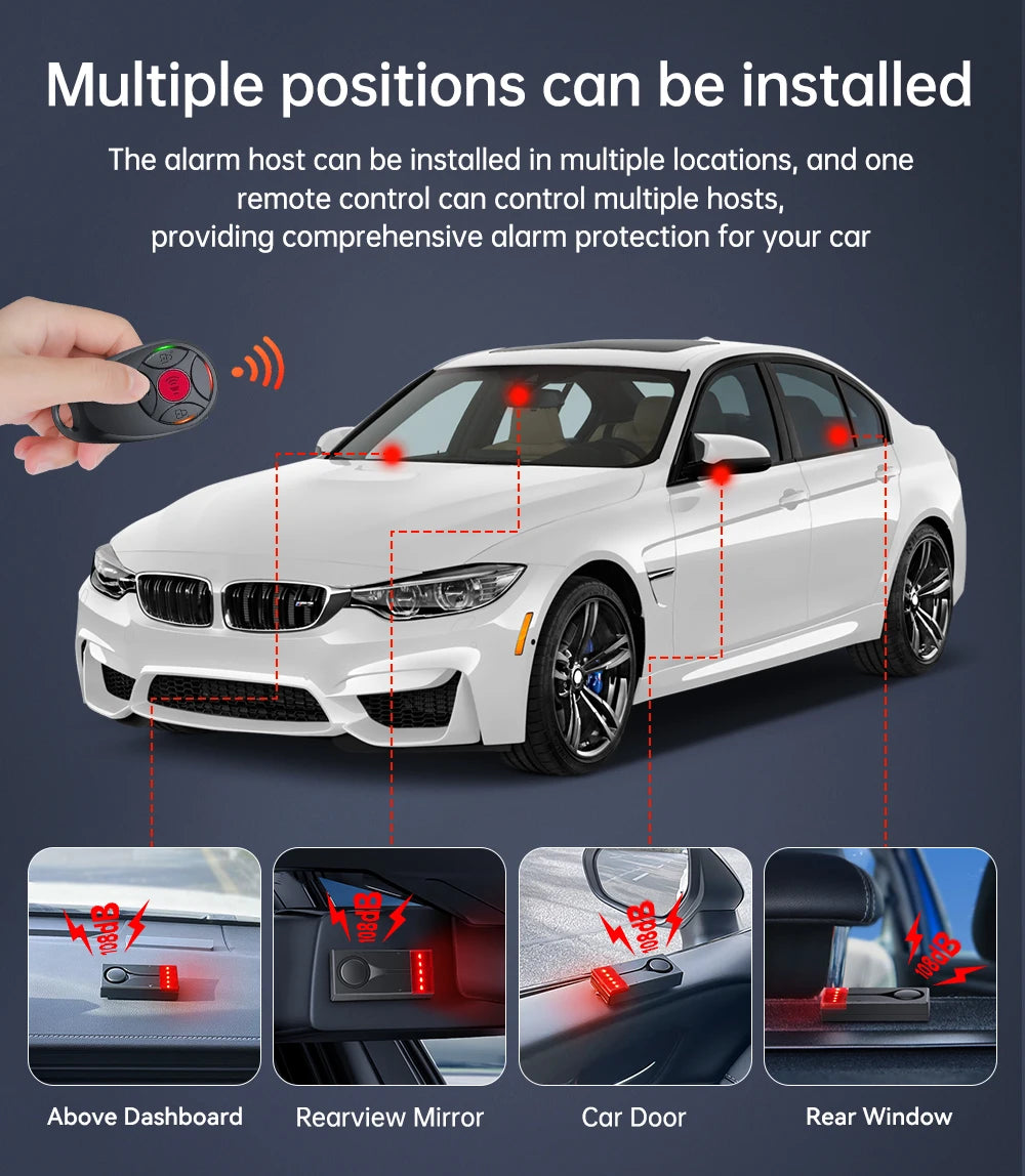 🚗 ELECPOW Wireless Car Vibration Alarm – 108dB Anti-Theft Alarm with Light for Car, Bike & Motorcycle Security