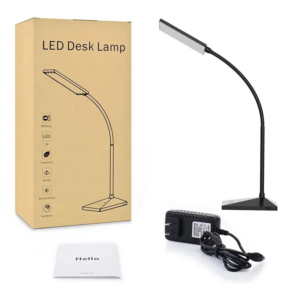 💡 12W 72-LED Flexible Desk Lamp – Touch Control Dimmable Study Light with Gooseneck Design & Eye-Protection