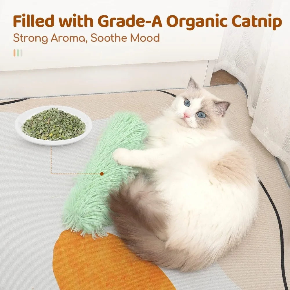 Cat Pillow Toy with Catnip – Soft & Durable Kicker Toy with Crinkle Sound, Interactive Indoor Exercise for Kittens & Cats