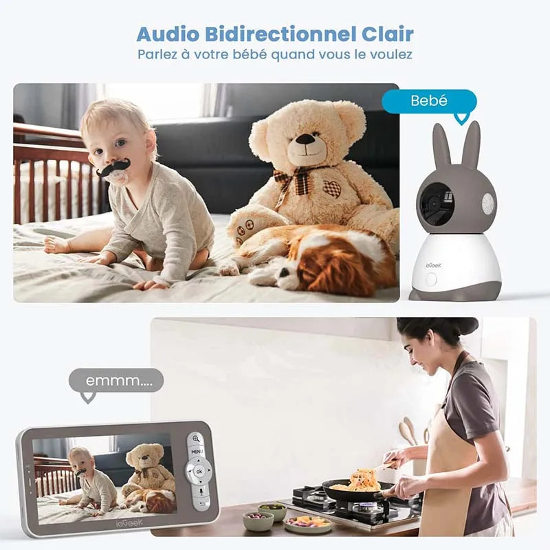 ieGeek 5.2K 3MP Baby Surveillance Camera – 360° PTZ Baby Monitor with Dual-Screen Preview, Motion Detection & Night Vision