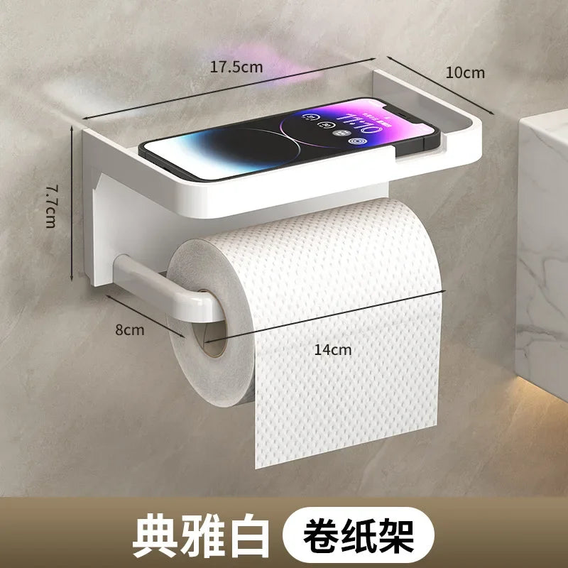 Easy-Install Toilet Paper Holder – Wall-Mounted, No-Punch Roll Organizer