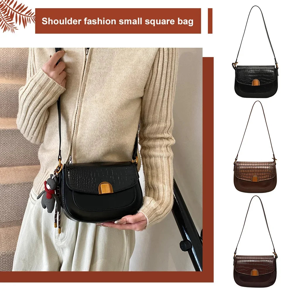 Small PU Leather Shoulder Bag for Women – Adjustable Strap Crossbody Purse with Buckle Closure 👜✨