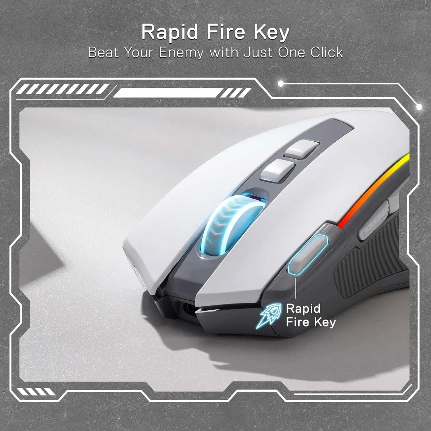 Redragon M612 PRO RGB Gaming Mouse – Wireless BT/2.4G Optical Mouse with 8,000 DPI, 9 Programmable Buttons & 7 Backlight Modes