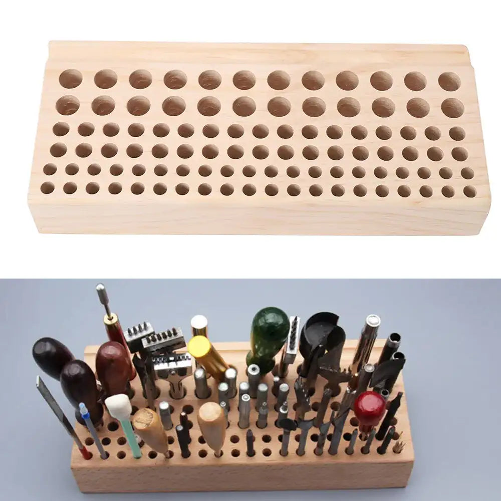 98-Hole Leather Carving Tool Storage Box – Precision Organizer for Craft & Hobby Tools