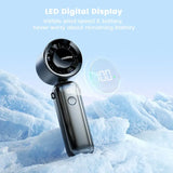 Portable Handheld Turbo Fan 5000 mAh – Rechargeable 6-Speed Foldable Neck & Desk Fan with Digital Display