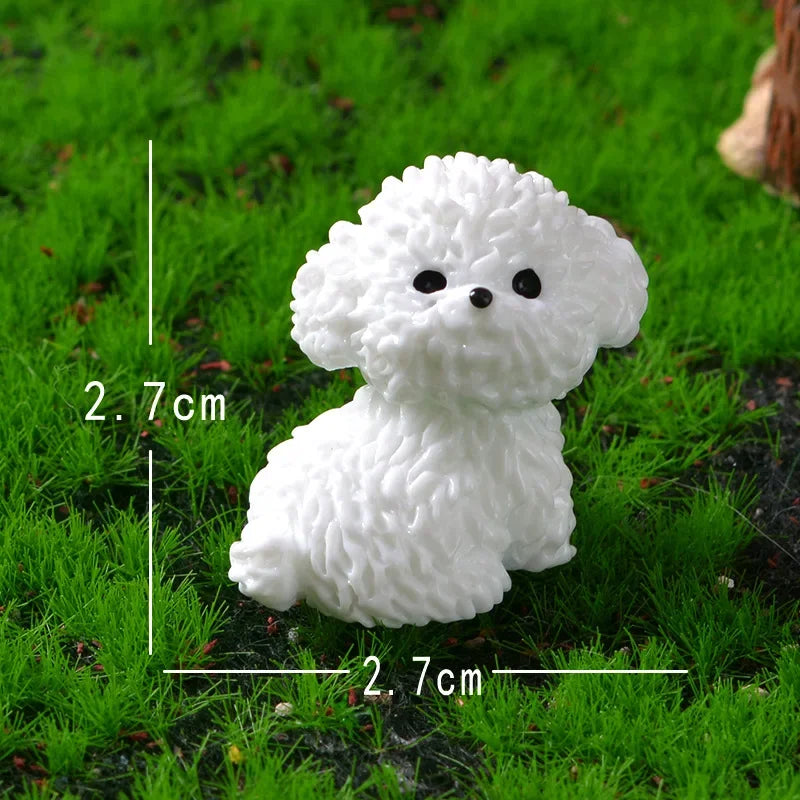 Mini Bichon Frise Dog Figurine – Cute Miniature Craft Ornament for Home, Desk, Car & Kids’ Room Décor