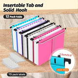 Extra Capacity Hanging File Folders – 12 Pack Heavy-Duty Plastic, Letter Size with Reinforced 2" Expansion for Filing Cabinets
