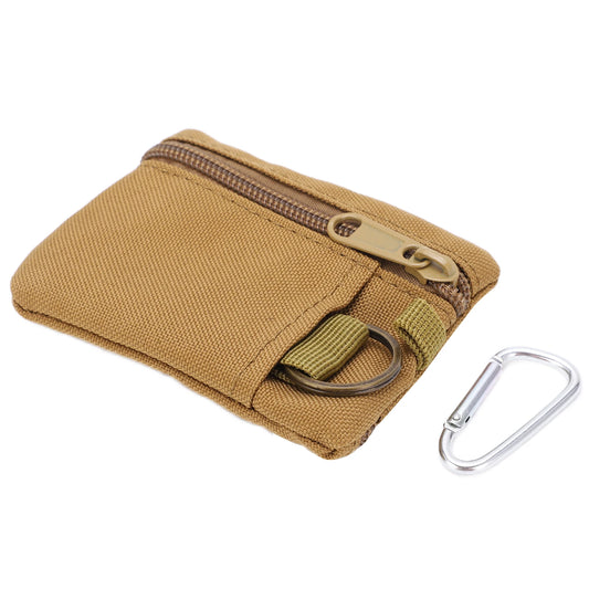 Mini Outdoor MOLLE Pouch – Nylon Zipper EDC Pocket Wallet with Carabiner for Keys, Cards & Essentials