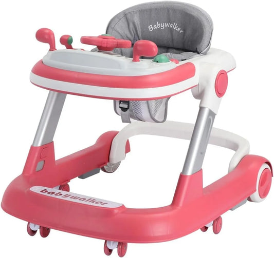 “2-in-1 Baby Walker – Foldable Toddler Push Walker with Removable Feeding Tray & Music Play Tray (No Battery Required)”