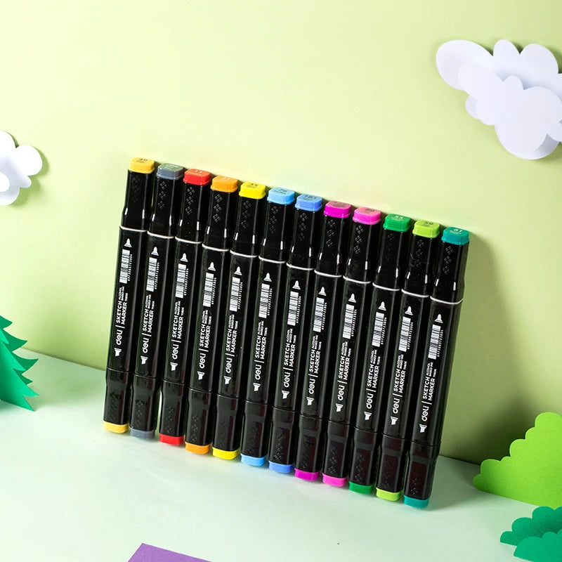 Deli Art Markers Set – 40/60/80 Dual-Tip Coloring Marker Pens & Highlighters
