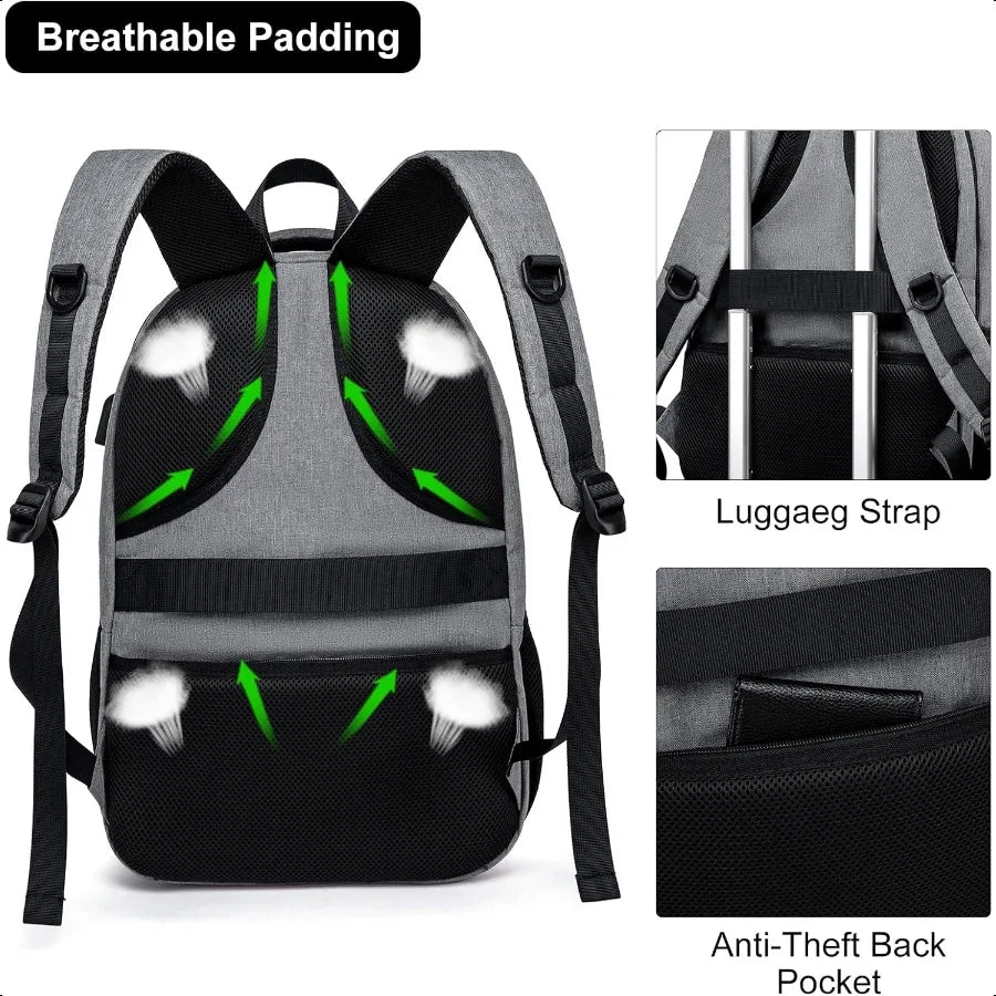 Unisex 15.6" School Laptop Backpack – USB Charging Water-Resistant Bookbag for Teen Boys & Girls | Men & Women Student Daypack