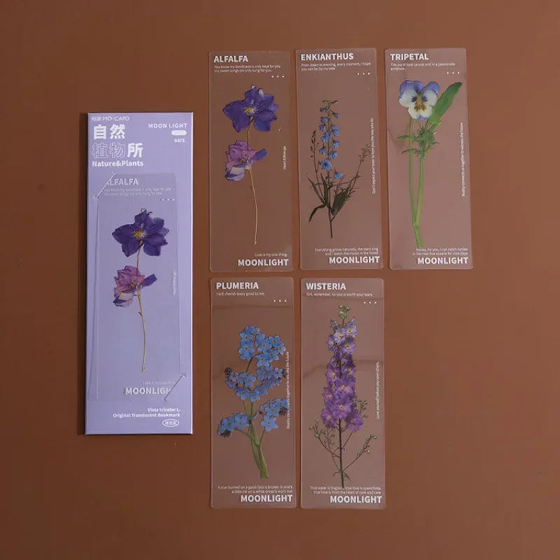 5-Piece Flower Series PVC Bookmarks – Cute Page Markers for Books & School Supplies